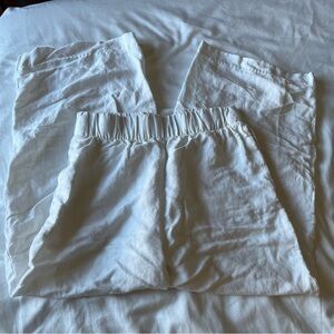 H&M wide leg linen blend crop pant XS